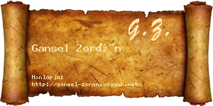 Gansel Zorán névjegykártya